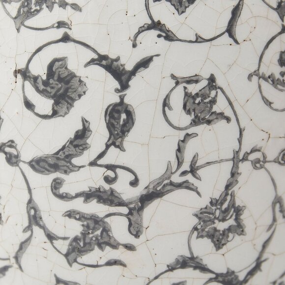 9" Ivory Ceramic Pitcher Vase - My Texas House - Scroll Pattern Farmhouse Decor - Picture 6 of 9